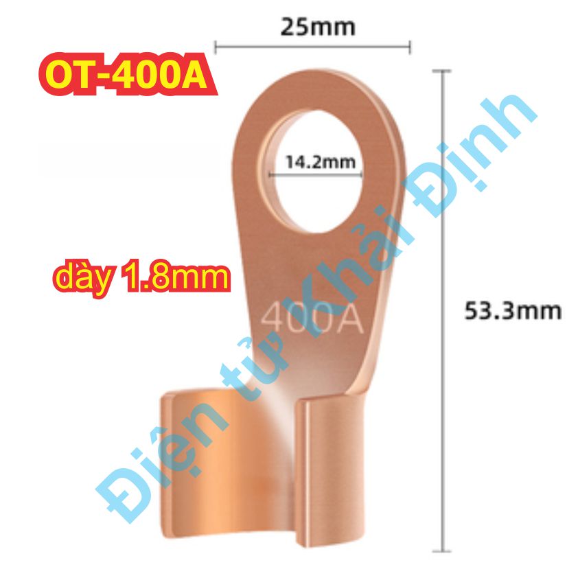 Đầu cos trần Cosse khuyên tròn Đồng bấm dây điện tiếp địa OT 5A ~ 400A kde8556