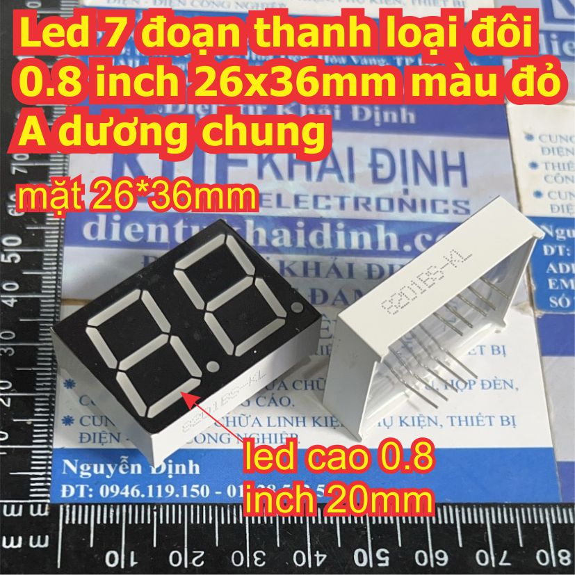 LED 7 ĐOẠN thanh 0.8 inch 8011BS 8201BS 20x28mm A-CHUNG dương chung đơn đôi kde2093
