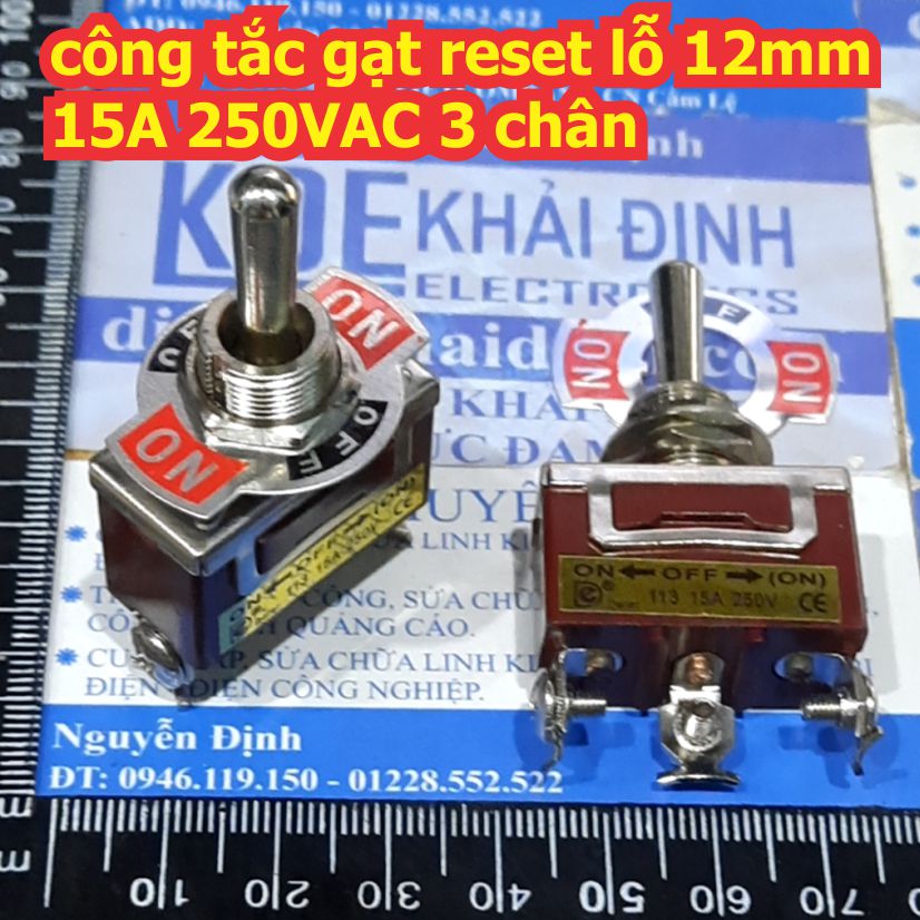Công tắc gạt reset lỗ 12mm 15A 250VAC E-TEN 3 / 6 chân 1 / 2 phương, gạt nhả / giữ kde8616