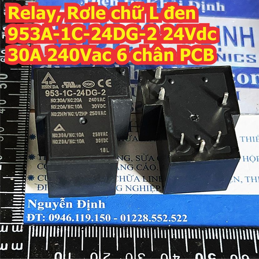 Relay Rơle chữ L đen HSIN DA 953- 1A / 1C-24DG-2 24Vdc 953-1C-12DG-2 953-1C-12DG-2 12Vdc30A 240Vac 6 5 chân PCB kde8040