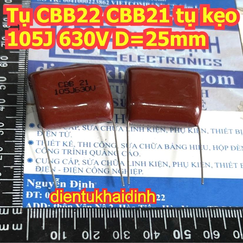 5 con Tụ CBB22 CBB21 tụ kẹo nâu đỏ 105J 630V D= 20mm / 25mm kde1757