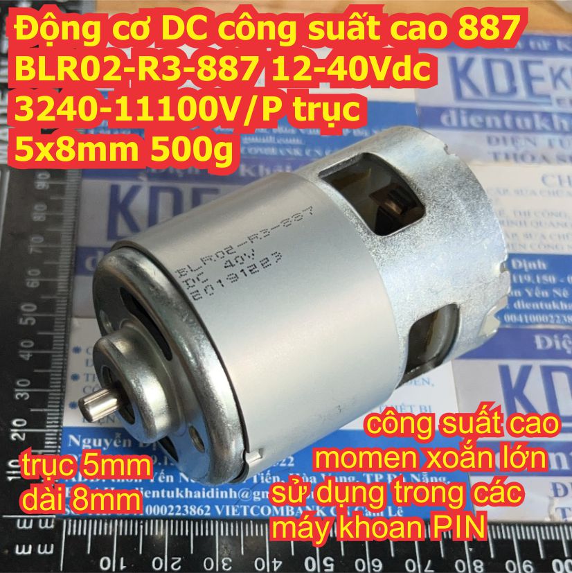 Động cơ DC công suất cao 887 BLR02-R3-887 12-40Vdc 3240-11100V/P trục 5x8mm 500g kde8714