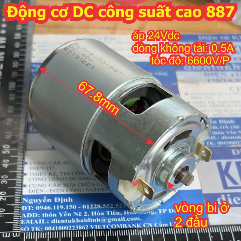 Động cơ DC công suất cao 887 BLR02-R3-887 12-40Vdc 3240-11100V/P trục 5x8mm 500g kde8714