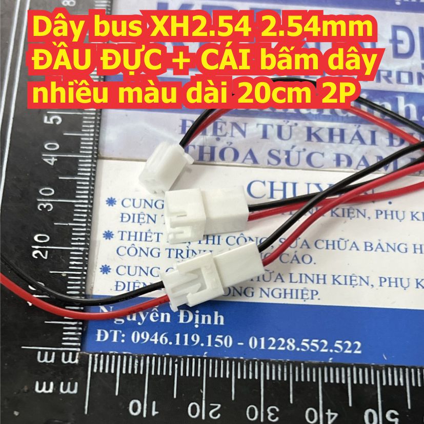 Dây bus XH2.54 2.54mm ĐẦU ĐỰC + CÁI bấm dây nhiều màu dài 20cm 2P ~ 10P kde8800