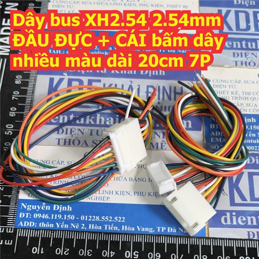 Dây bus XH2.54 2.54mm ĐẦU ĐỰC + CÁI bấm dây nhiều màu dài 20cm 2P ~ 10P kde8800