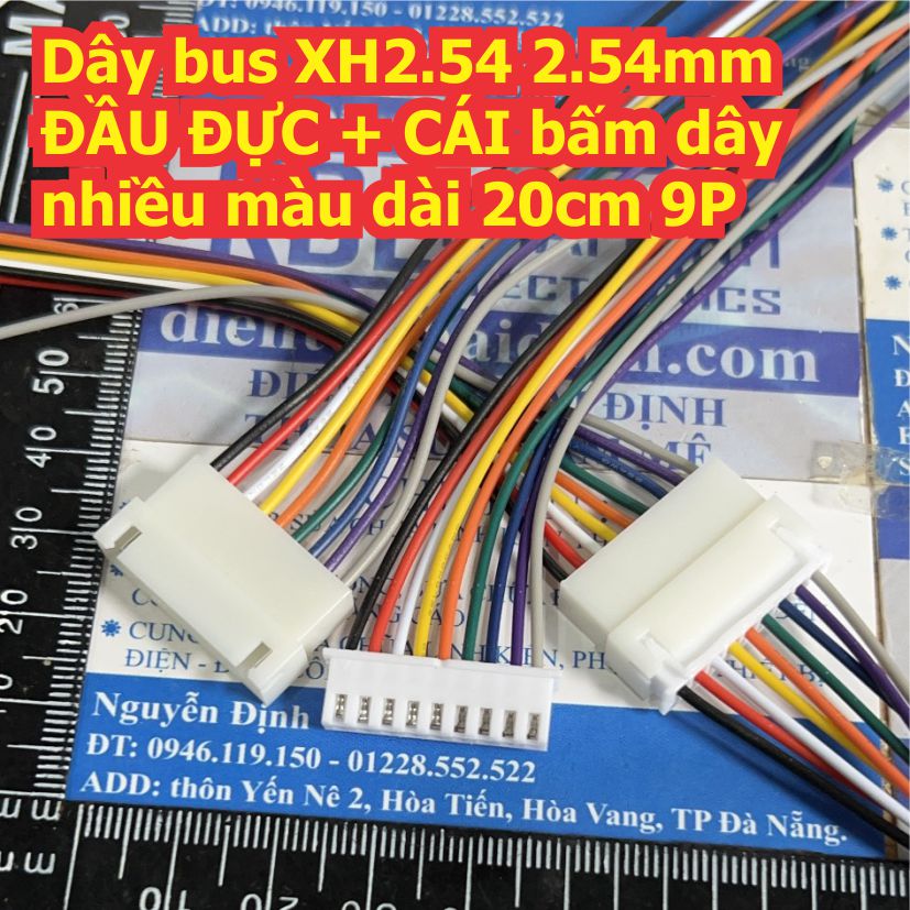 Dây bus XH2.54 2.54mm ĐẦU ĐỰC + CÁI bấm dây nhiều màu dài 20cm 2P ~ 10P kde8800