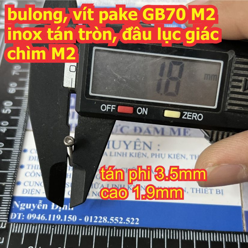 bulong, vít pake GB70 M2 inoc inox tán tròn, đầu lục giác chìm các cỡ 4mm ~ 16mm kde8816