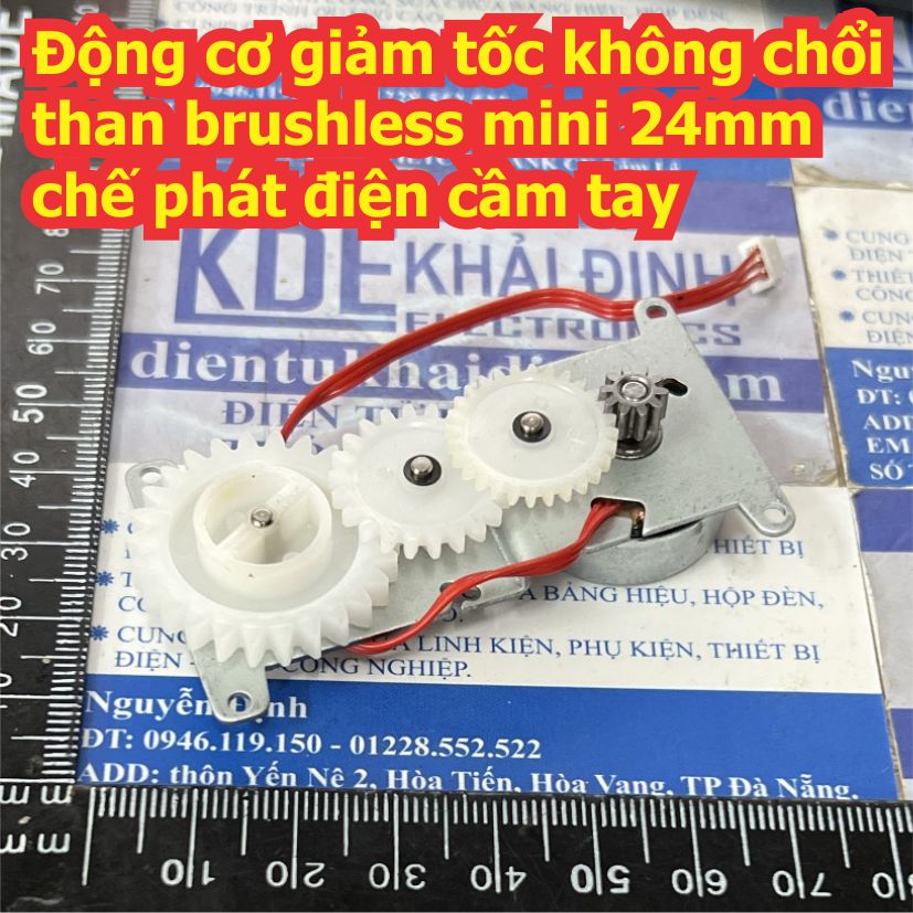 Động cơ giảm tốc không chổi than brushless mini 24mm 2.4-3.7V chế phát điện cầm tay kde9022