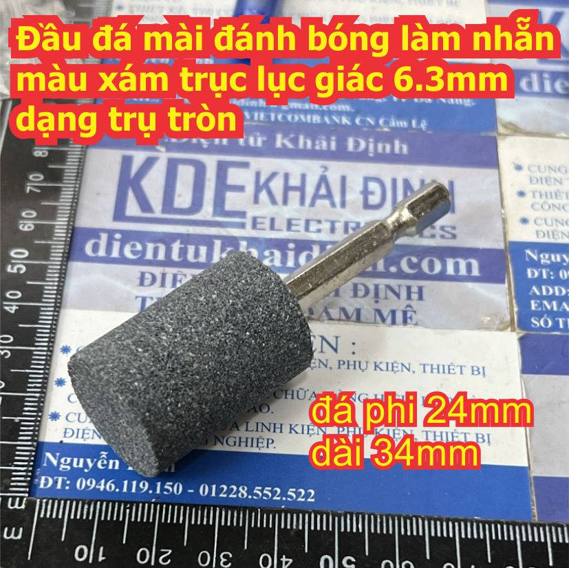Đầu đá mài đánh bóng làm nhẵn màu xám / hồng trục lục giác 6.3mm / tròn 2.3mm dạng trụ tròn, nón đủ loại kde9023