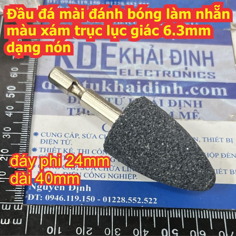 Đầu đá mài đánh bóng làm nhẵn màu xám / hồng trục lục giác 6.3mm / tròn 2.3mm dạng trụ tròn, nón đủ loại kde9023