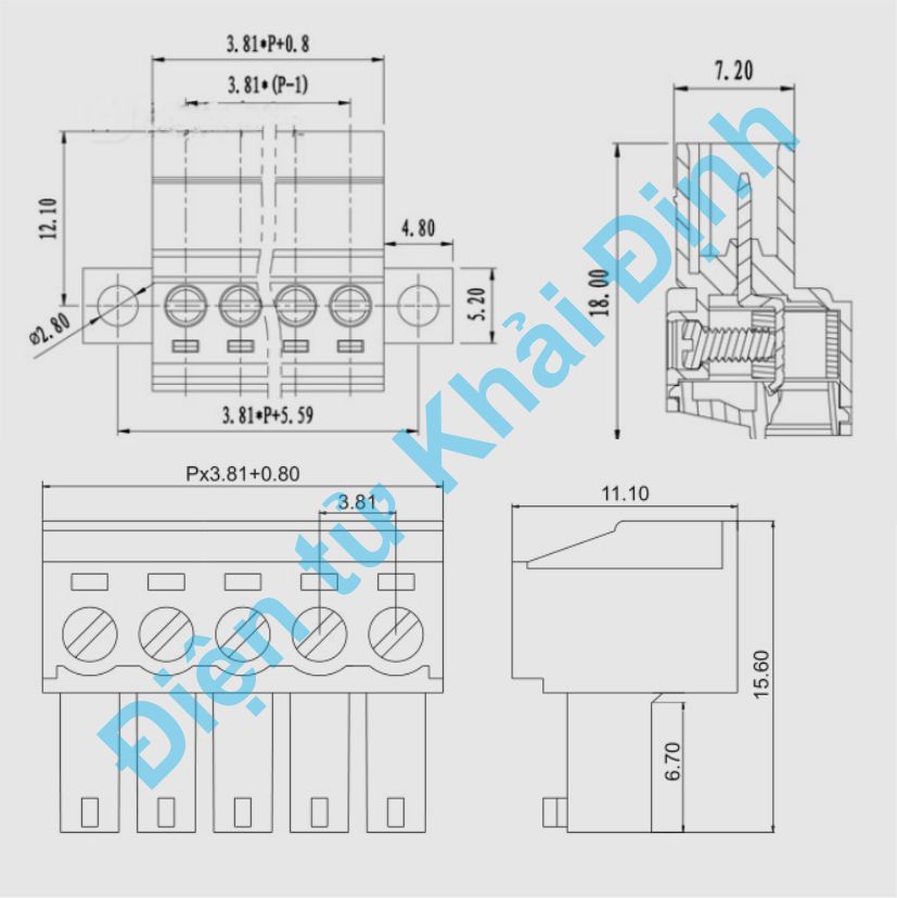 DOMINO terminal ĐẦU NỐI vặn dây RS15EDGRKC 15EDGRK-3.81 3.81MM lỗ cố định 2P ~ 16P kde9064