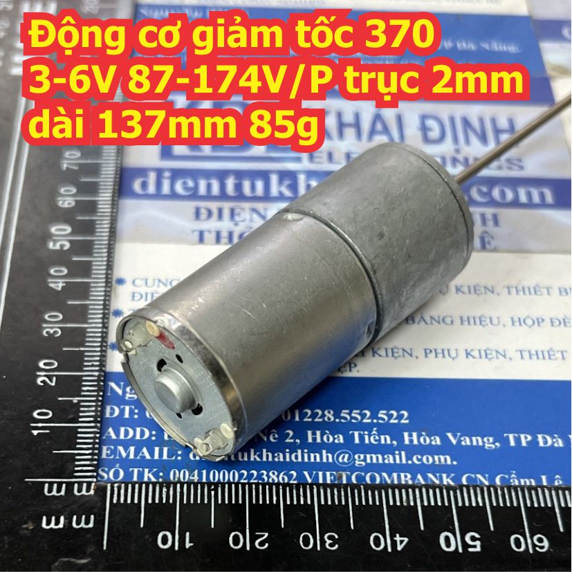 Động cơ giảm tốc 370 3-6V 87-174V/P trục 2mm dài 137mm 85g kde9090