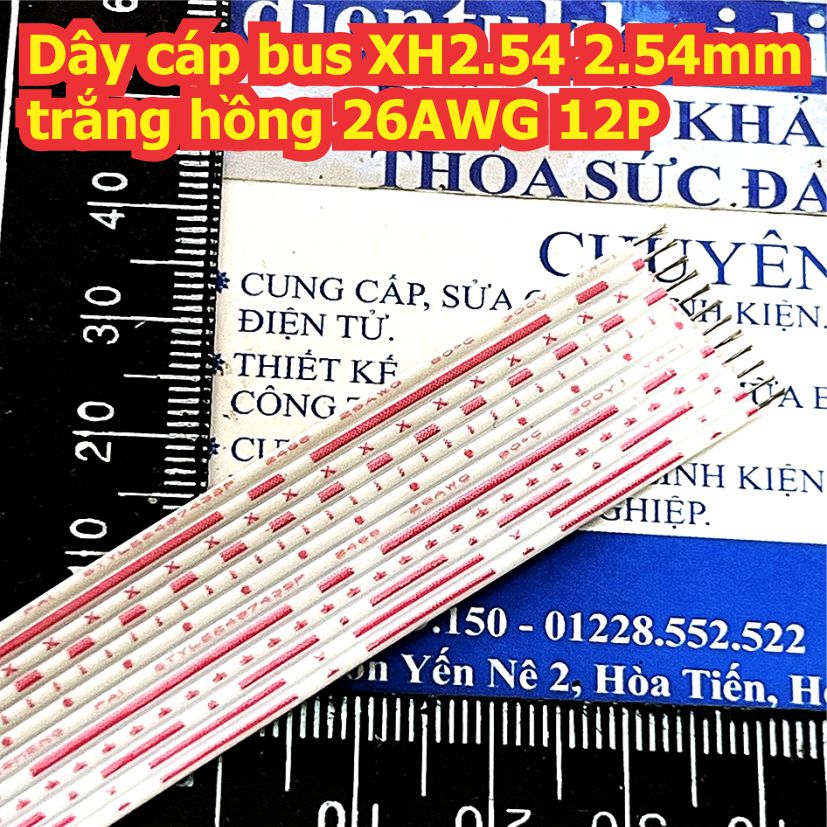 Dây cáp bus XH2.54 2.54mm trắng hồng 26AWG 12P kde9097