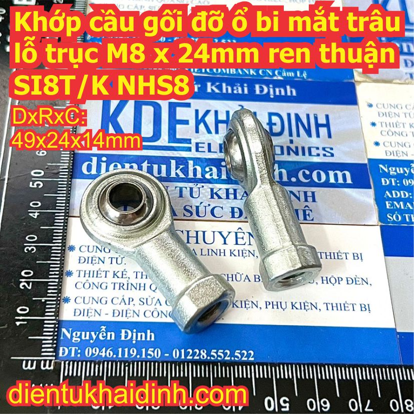 Khớp cầu gối đỡ ổ bi mắt trâu lỗ trục M3 M4 M5 M6 M8 ren thuận PHS NHS SI3T/K SI4T/K SI5T/K SI6T/K kde9100