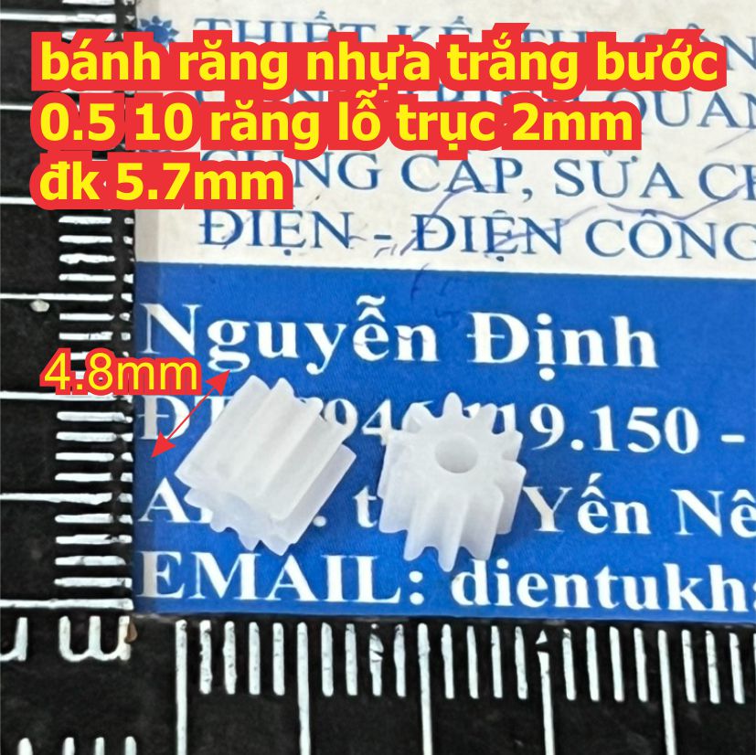 bánh răng nhựa trắng bước 0.5 1 tầng / 2 tầng lỗ 1mm / 2mm đủ các loại kích cỡ kde9102