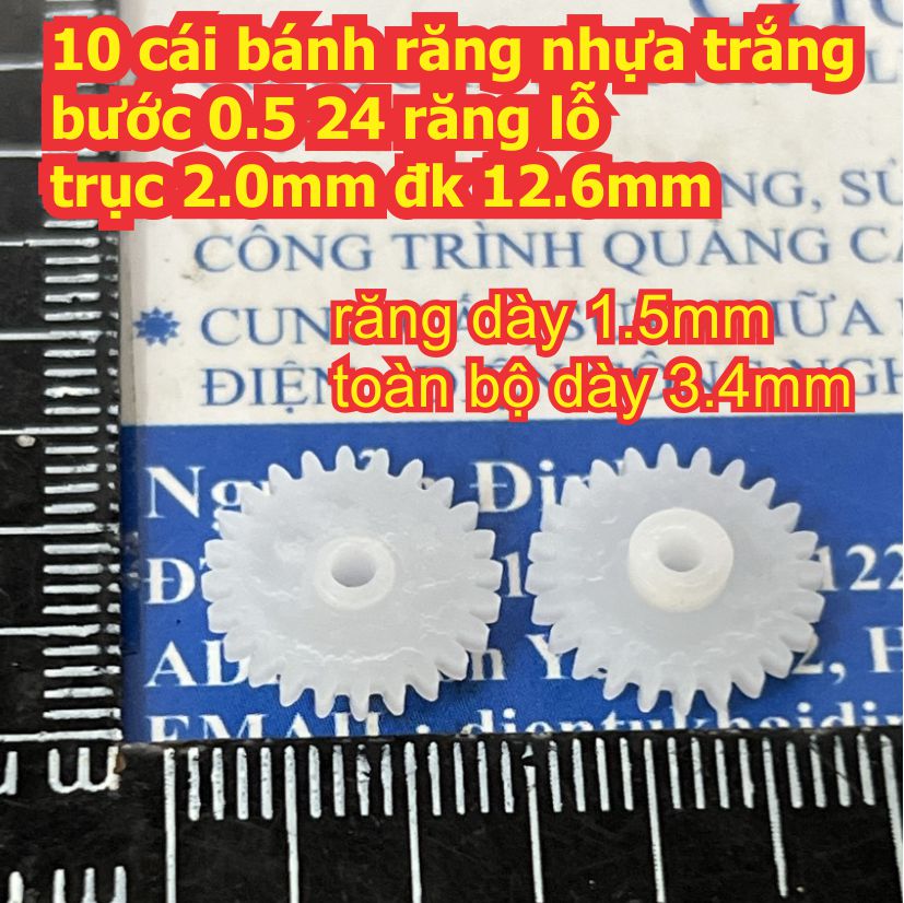 bánh răng nhựa trắng bước 0.5 1 tầng / 2 tầng lỗ 1mm / 2mm đủ các loại kích cỡ kde9102