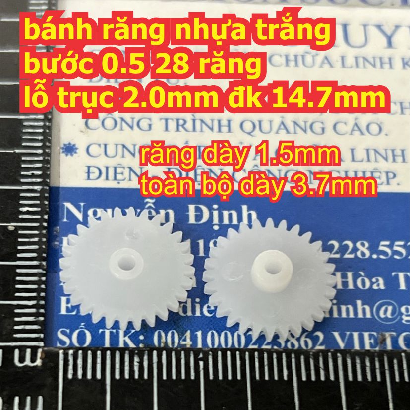 bánh răng nhựa trắng bước 0.5 1 tầng / 2 tầng lỗ 1mm / 2mm đủ các loại kích cỡ kde9102