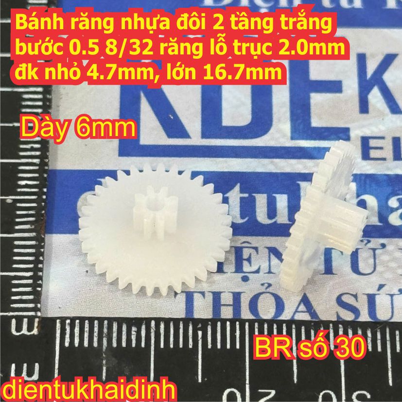 bánh răng nhựa trắng bước 0.5 1 tầng / 2 tầng lỗ 1mm / 2mm đủ các loại kích cỡ kde9102