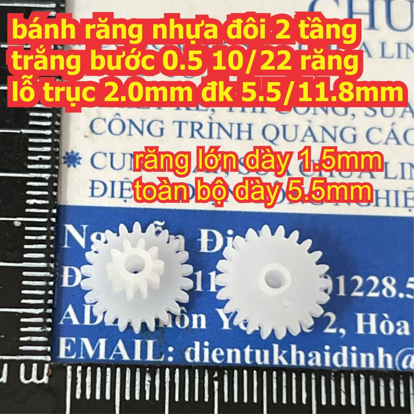 bánh răng nhựa trắng bước 0.5 1 tầng / 2 tầng lỗ 1mm / 2mm đủ các loại kích cỡ kde9102