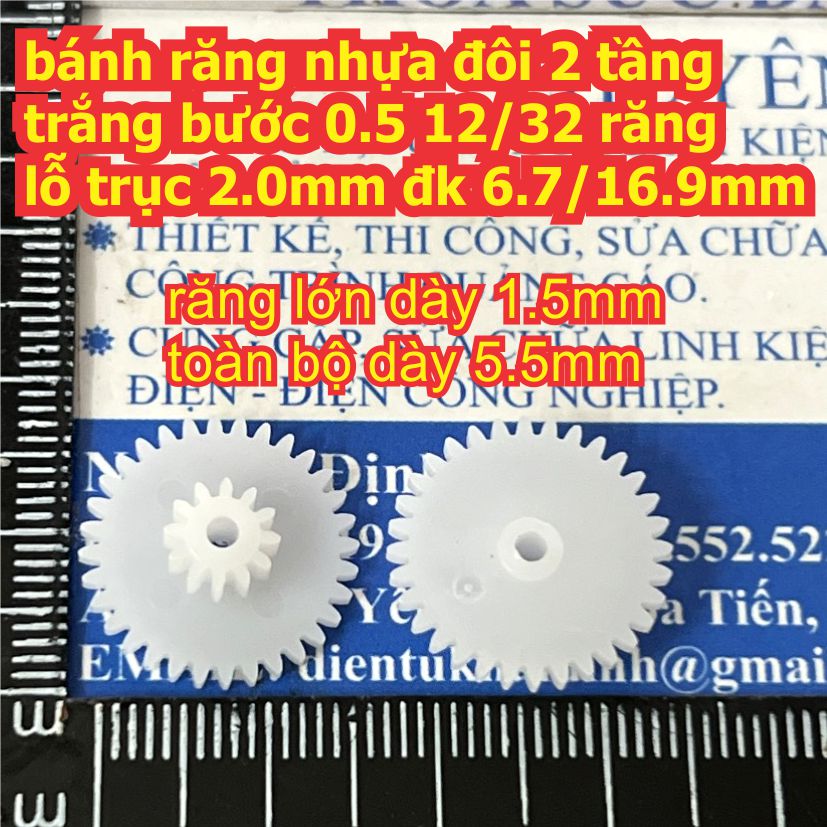 bánh răng nhựa trắng bước 0.5 1 tầng / 2 tầng lỗ 1mm / 2mm đủ các loại kích cỡ kde9102