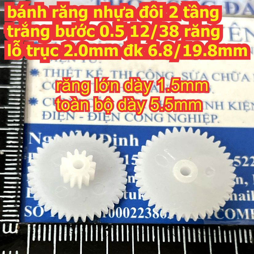 bánh răng nhựa trắng bước 0.5 1 tầng / 2 tầng lỗ 1mm / 2mm đủ các loại kích cỡ kde9102