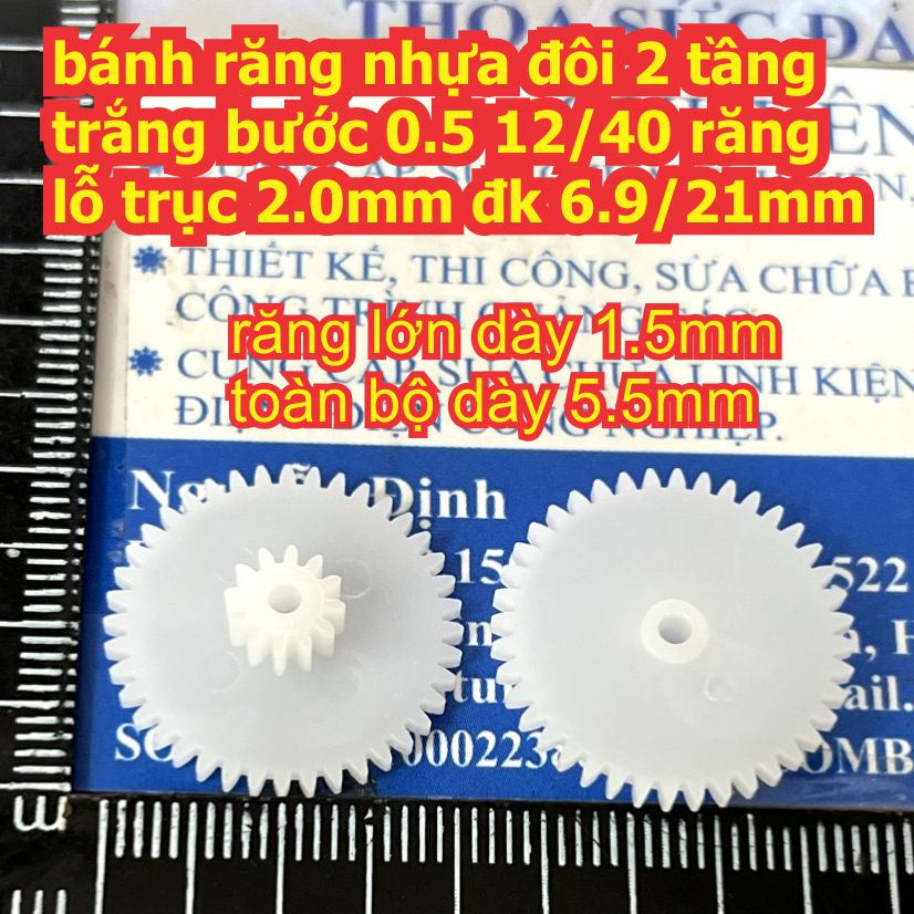 bánh răng nhựa trắng bước 0.5 1 tầng / 2 tầng lỗ 1mm / 2mm đủ các loại kích cỡ kde9102