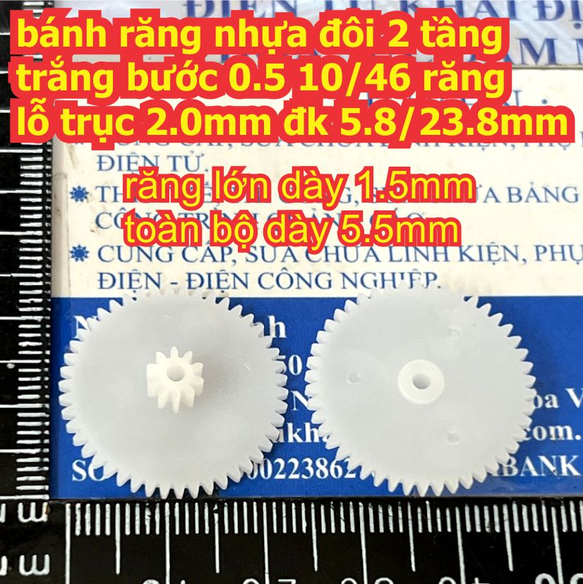 bánh răng nhựa trắng bước 0.5 1 tầng / 2 tầng lỗ 1mm / 2mm đủ các loại kích cỡ kde9102