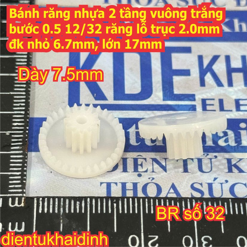 bánh răng nhựa trắng bước 0.5 1 tầng / 2 tầng lỗ 1mm / 2mm đủ các loại kích cỡ kde9102