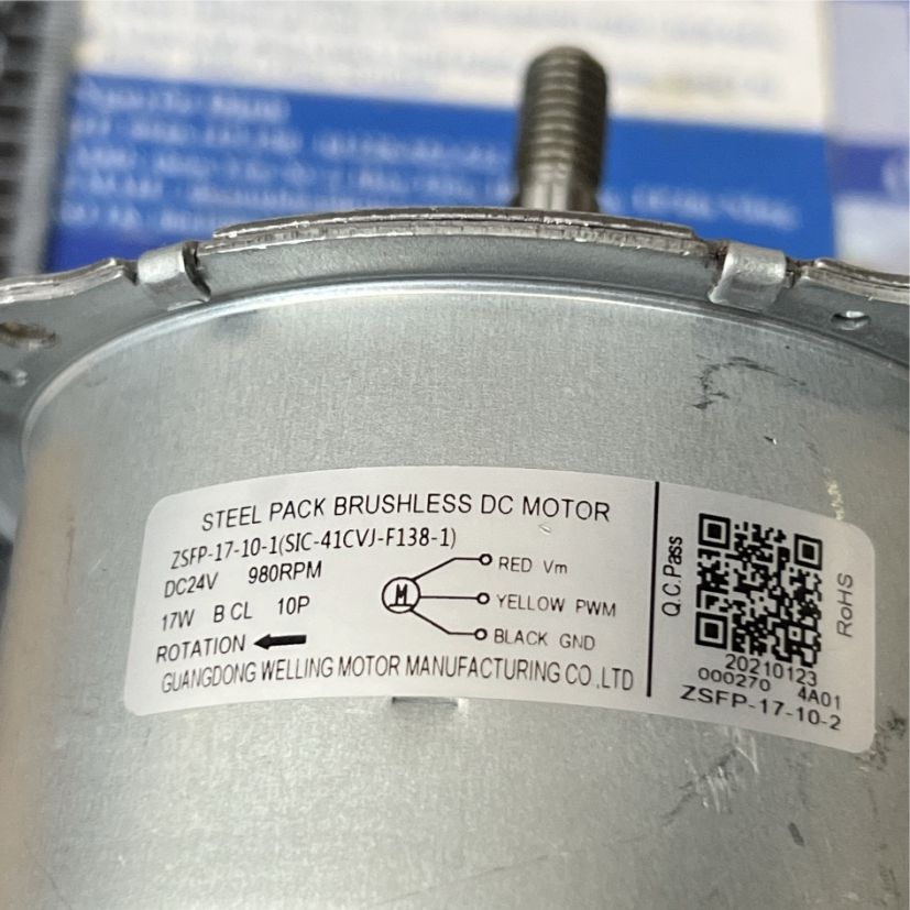 Động cơ không chổi than ZSFP-17-10-1 24Vdc 17W 980V/P CW trục 8mm ren ngược chế quạt máy kde9164