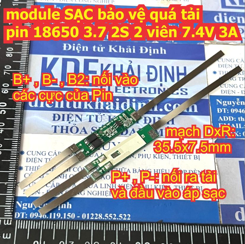 module SẠC bảo vệ quá tải pin 18650 3.7V 2S 2 viên 2S 7.4V  8.4V 3A kde9168