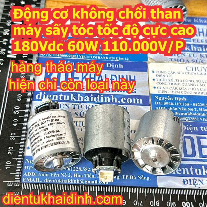 Động cơ không chổi than máy sấy tóc tốc độ cực cao 310Vdc 60W / 105W 110.000V/P 107.000v/P mạch điều khiển kde9175