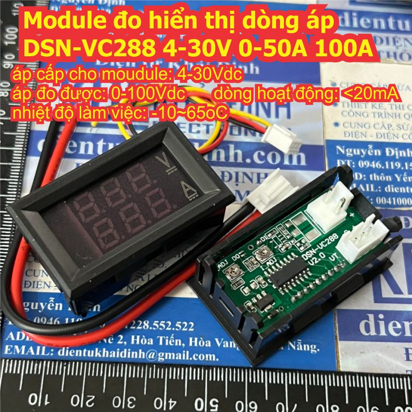 Cụm module điện trở SHUNT 50A 100A 75mV cảm biến đo hiển thị dòng áp DSN-VC288 4-28V 10A 50A 100A kde9186