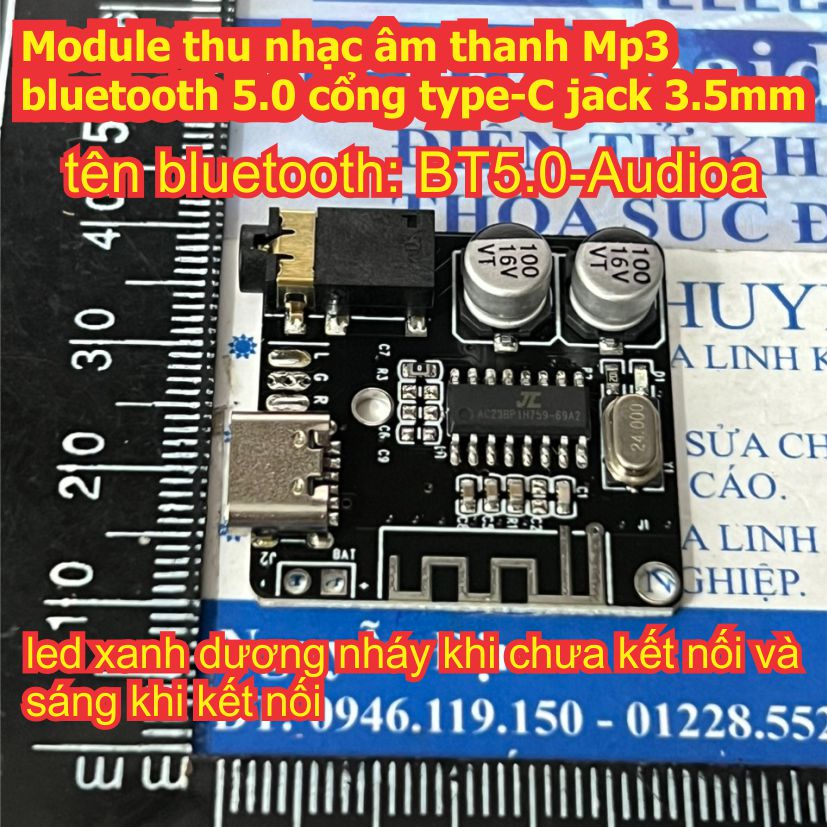 Module thu nhạc âm thanh MP3 bluetooth 5.0 / 4.1 độ loa kéo VHM-314 cổng type-C / microUSB jack 3.5mm kde9200