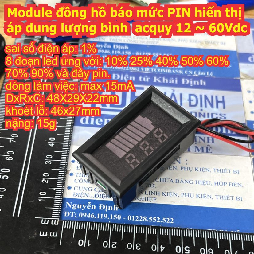Module đồng hồ báo mức PIN hiển thị áp dung lượng bình acquy 12 ~ 60Vdc kde9205
