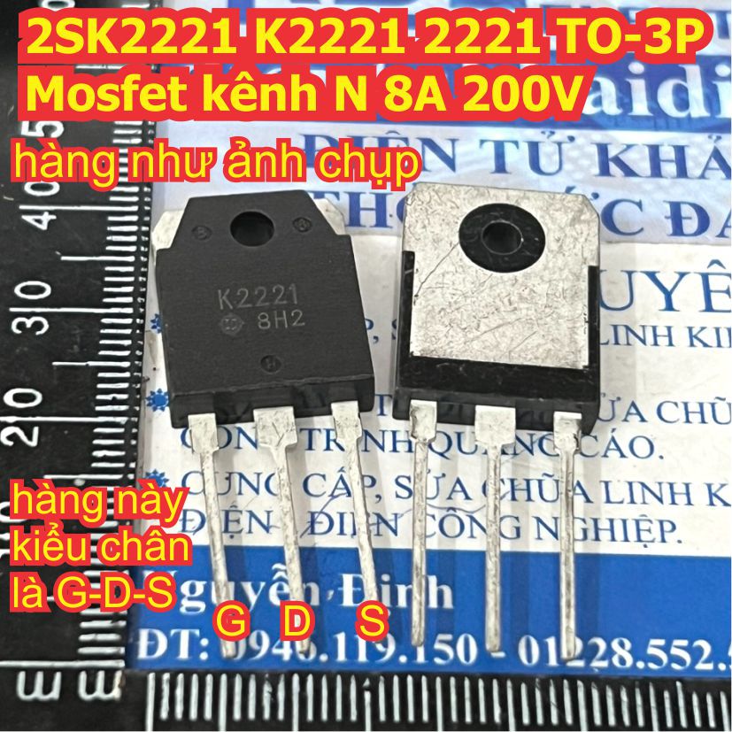 2SK2221 K2221 2221 Mosfet kênh N 2SJ352 J352 352 Mosfet kênh P TO-3P 8A 200V kde9208