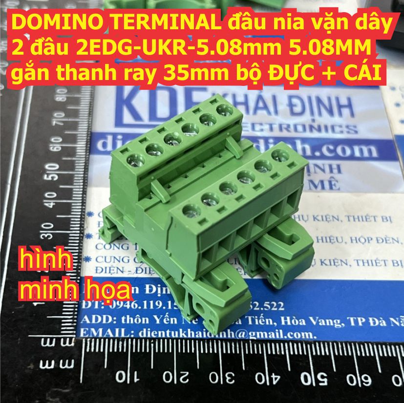 DOMINO TERMINAL đầu nia vặn dây 2 đầu 2EDG-UKR-5.08mm 5.08MM gắn thanh ray 35mm bộ ĐỰC + CÁI 2P ~ 10P kde9213