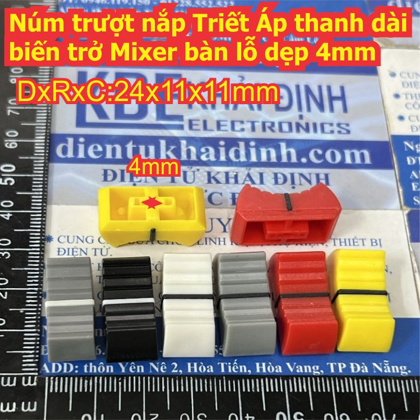 màu Núm trượt nắp Triết Áp thanh dài biến trở Mixer bàn lỗ dẹp 4mm các màu kde9223