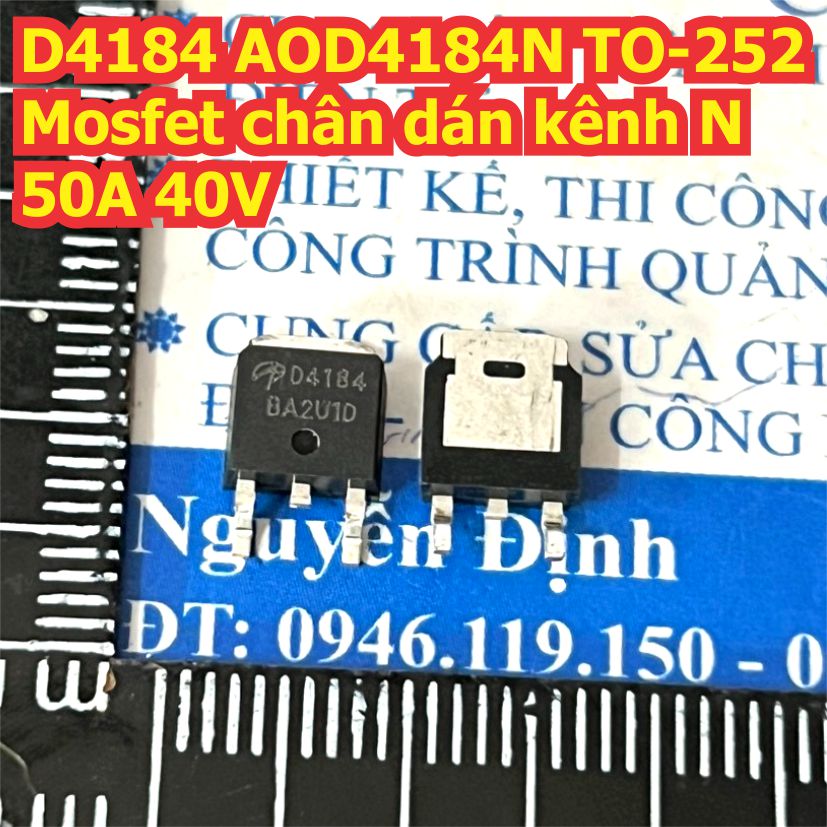 D4184 AOD4184N TO-252 Mosfet chân dán kênh N 50A 40V kde9245