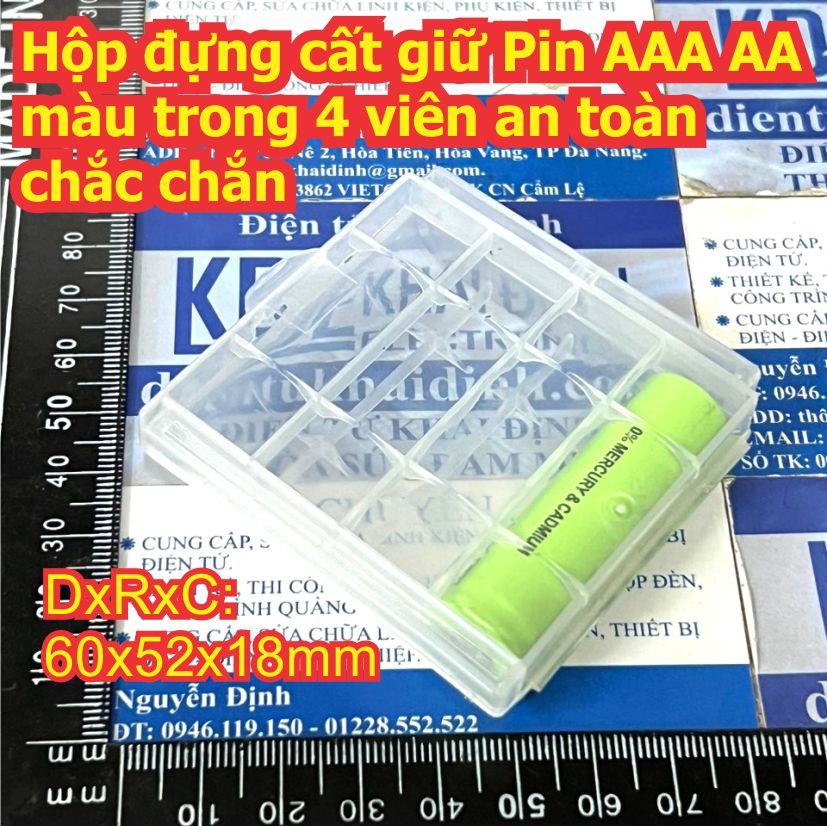 Hộp đựng cất giữ Pin AAA AA màu trong 4 viên an toàn chắc chắn kde9261