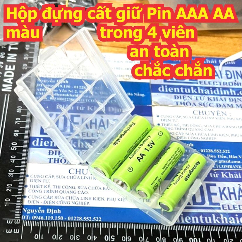 Hộp đựng cất giữ Pin AAA AA màu trong 4 viên an toàn chắc chắn kde9261