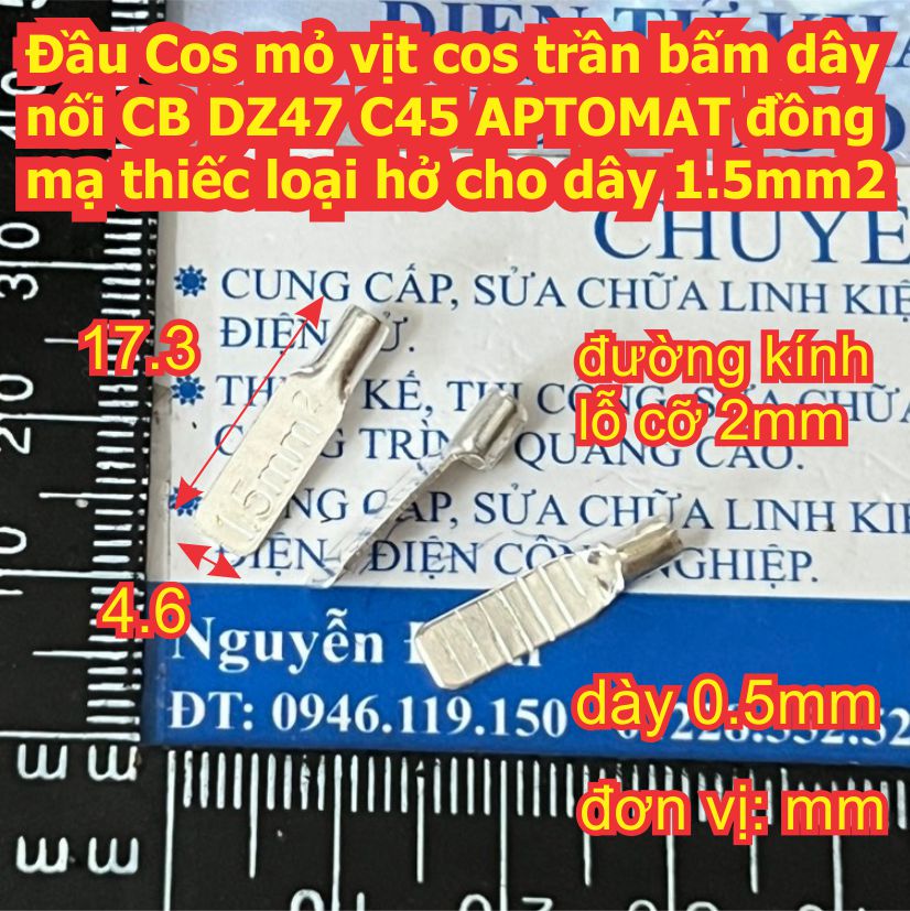 Đầu Cos mỏ vịt hở cốt trần vặn nối CB APTOMAT contactor các loại ĐỒNG mạ thiếc C45 DZ47 dây 1.5mm2 ~ 50mm2 kde9263