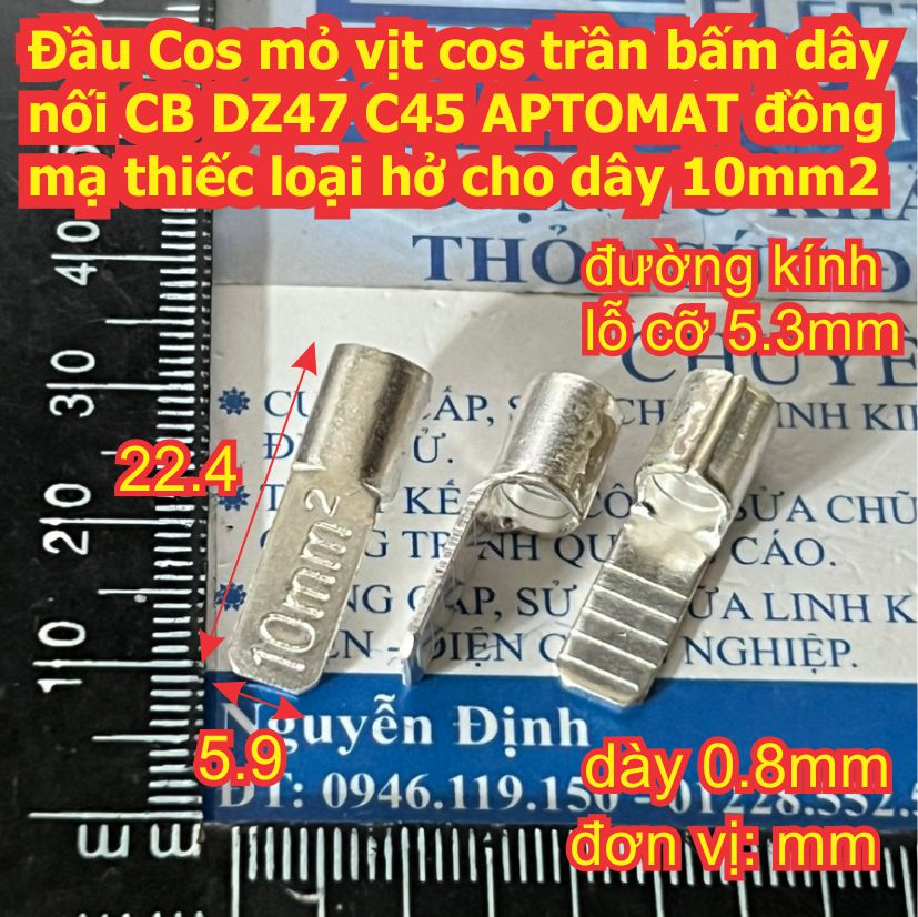 Đầu Cos mỏ vịt hở cốt trần vặn nối CB APTOMAT contactor các loại ĐỒNG mạ thiếc C45 DZ47 dây 1.5mm2 ~ 50mm2 kde9263