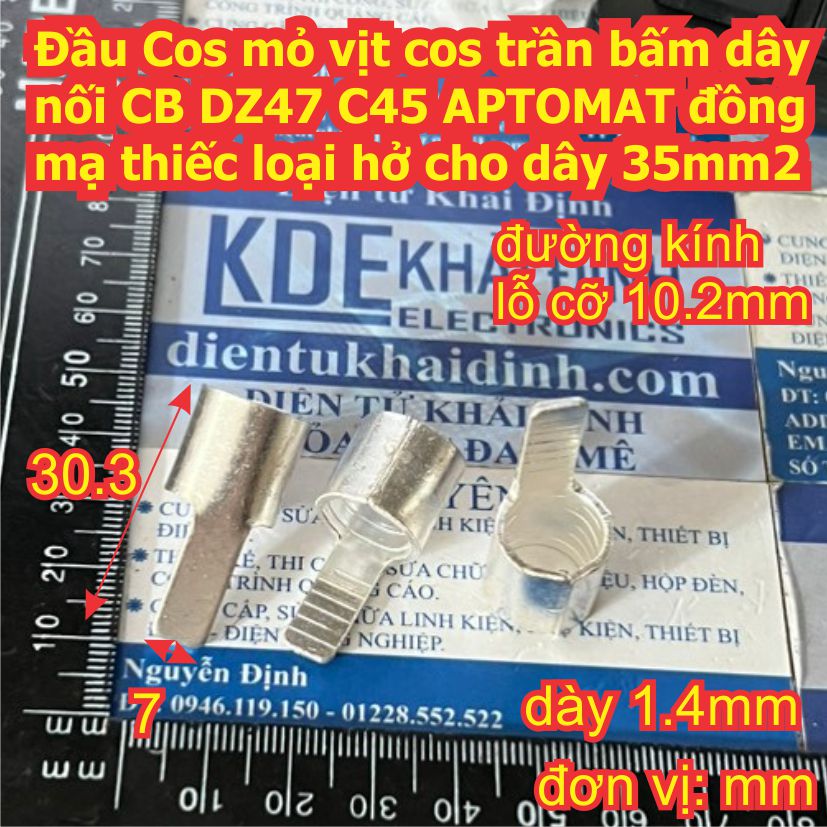 Đầu Cos mỏ vịt hở cốt trần vặn nối CB APTOMAT contactor các loại ĐỒNG mạ thiếc C45 DZ47 dây 1.5mm2 ~ 50mm2 kde9263