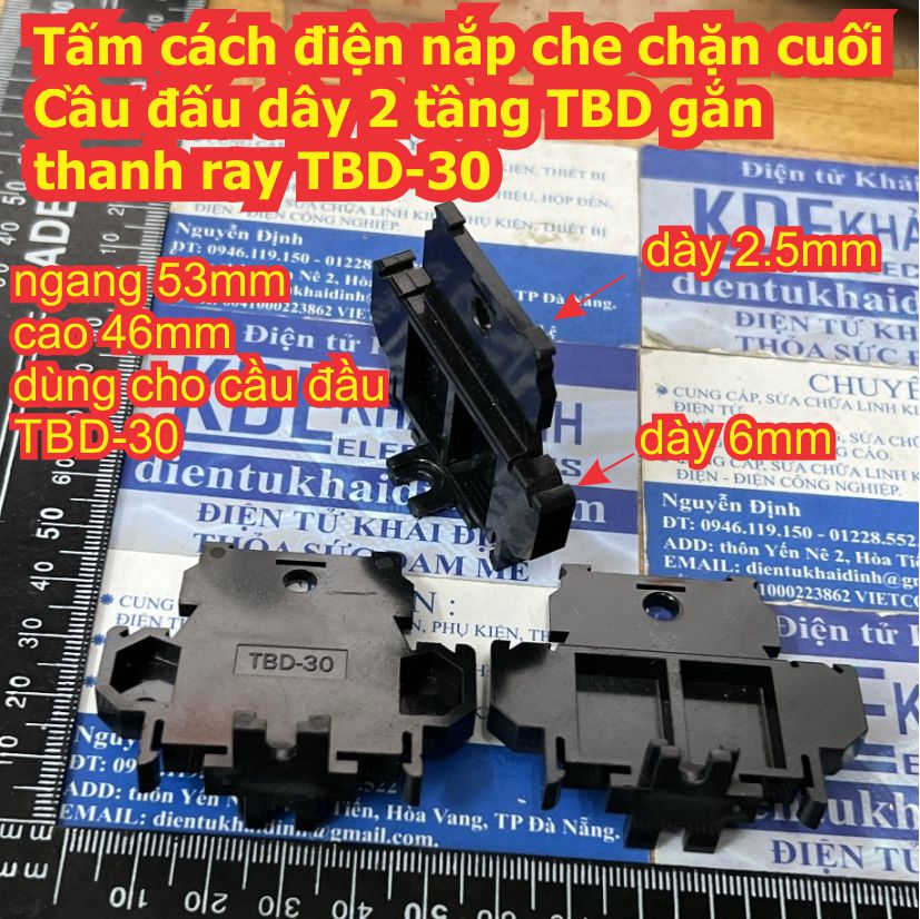 Tấm cách điện nắp che chặn cuối Cầu đấu dây 2 / 1 tầng TBD TBR gắn thanh DIN ray TBD-10 TBD-30 TBR-10 30 45 60 kde9296