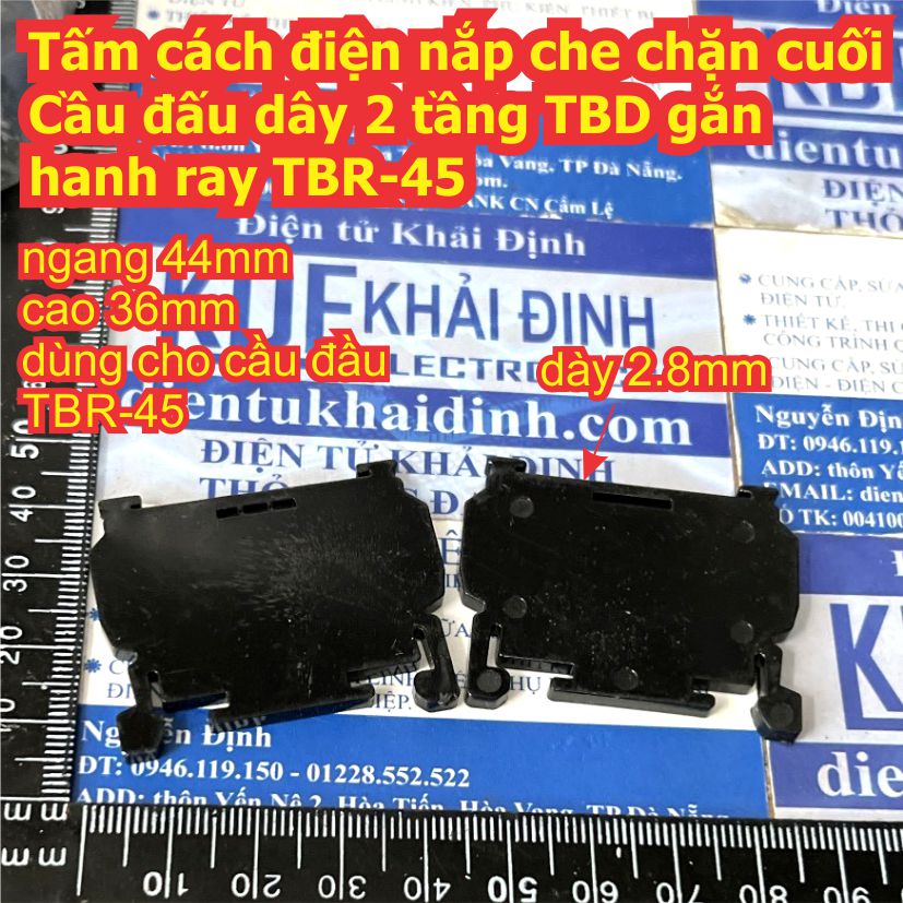 Tấm cách điện nắp che chặn cuối Cầu đấu dây 2 / 1 tầng TBD TBR gắn thanh DIN ray TBD-10 TBD-30 TBR-10 30 45 60 kde9296