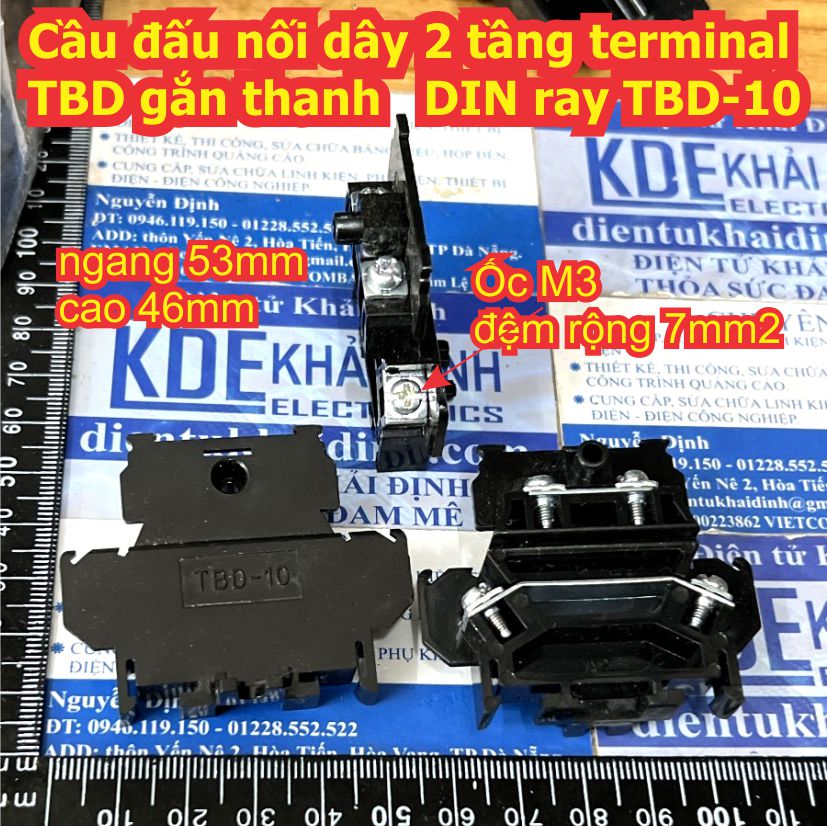 Cầu đấu nối dây 2 tầng terminal TBD gắn thanh DIN ray TBD-10 TBD-30 TBR-10 TBR-20 TBR-30 TBR-45 TBR-60 kde9302
