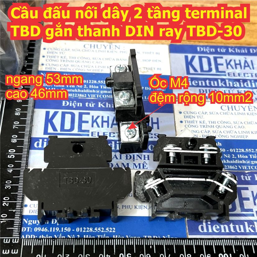 Cầu đấu nối dây 2 tầng terminal TBD gắn thanh DIN ray TBD-10 TBD-30 TBR-10 TBR-20 TBR-30 TBR-45 TBR-60 kde9302