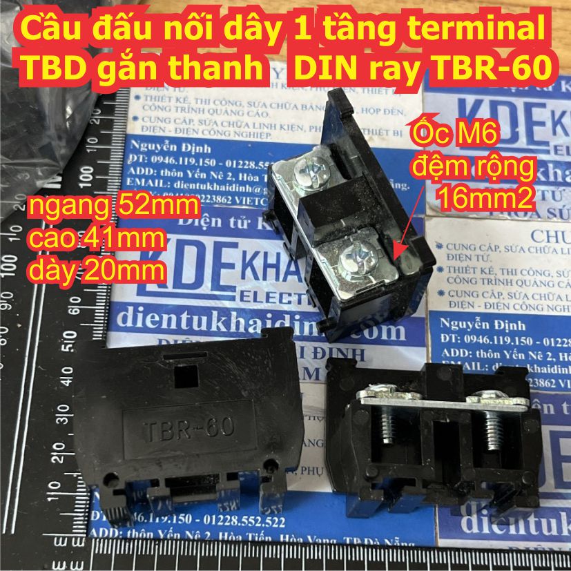 Cầu đấu nối dây 2 tầng terminal TBD gắn thanh DIN ray TBD-10 TBD-30 TBR-10 TBR-20 TBR-30 TBR-45 TBR-60 kde9302