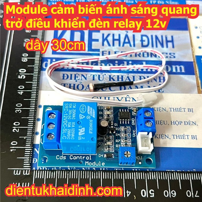 Module cảm biến ánh sáng quang trở điều khiển đèn relay 5V 12V kde9324