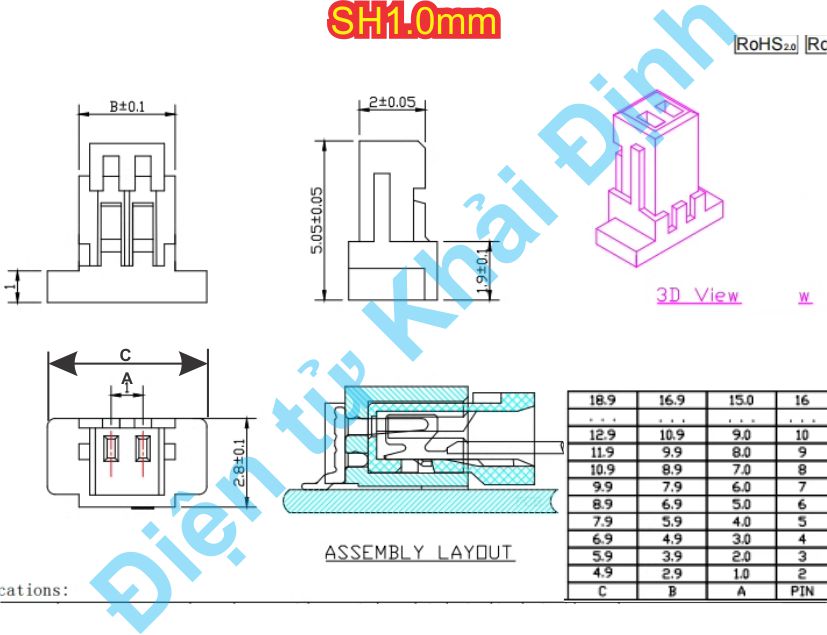 DÂY BUS jack nối cắm 1.0mm SH1.0mm SH1.0 bấm 1 đầu dây nhiều màu dài 10cm / 20cm kde9339